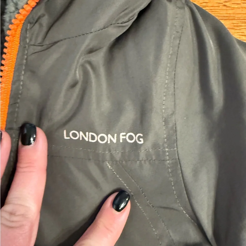 London Fog green Jacket Orange Trim reversible camo fleece size small 4 - Picture 2 of 13